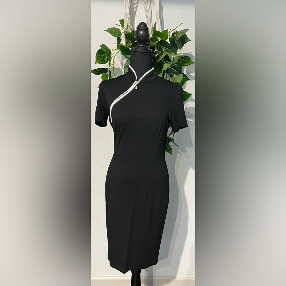 Black with white detailing- body con dress - NWT